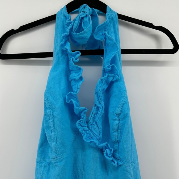 Scully Cantina Peruvia Floral Halter Dress Turquoise Peruvian Cotton M NWT Peru - Picture 2 of 14